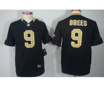 Nike New Orleans Saints #9 Drew Brees Black Limited Kids Jersey