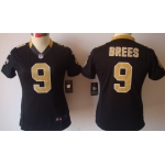 Nike New Orleans Saints #9 Drew Brees Black Limited Womens Jersey