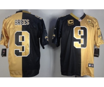 Nike New Orleans Saints #9 Drew Brees Black/Gold Two Tone Elite Jersey