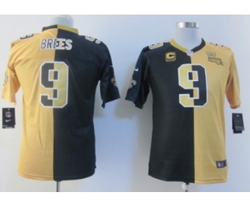 Nike New Orleans Saints #9 Drew Brees Black/Gold Two Tone Kids Jersey