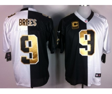Nike New Orleans Saints #9 Drew Brees Black/White Two Tone Elite Jersey