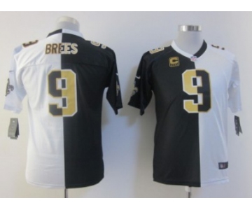 Nike New Orleans Saints #9 Drew Brees Black/White Two Tone Kids Jersey