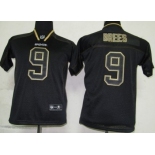 Nike New Orleans Saints #9 Drew Brees Lights Out Black Kids Jersey