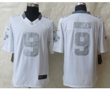 Nike New Orleans Saints #9 Drew Brees Platinum White Limited Jersey