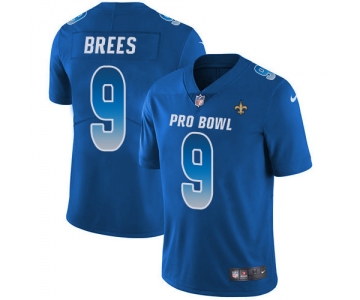 Nike New Orleans Saints #9 Drew Brees Royal Men's Stitched NFL Limited NFC 2019 Pro Bowl Jersey