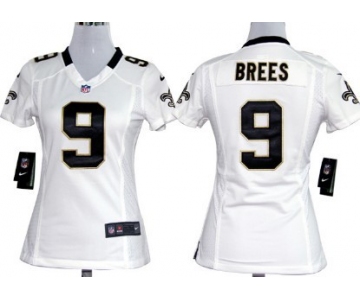 Nike New Orleans Saints #9 Drew Brees White Game Womens Jersey