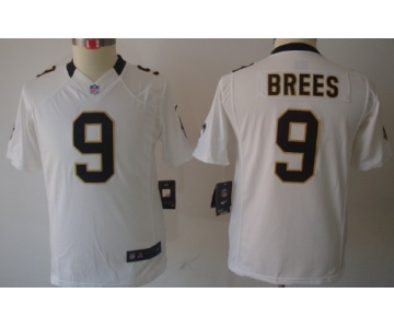 Nike New Orleans Saints #9 Drew Brees White Limited Kids Jersey