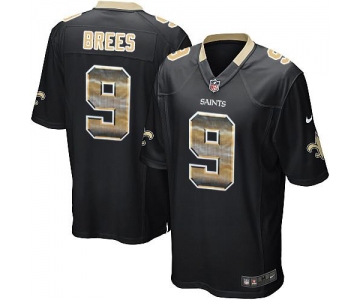 Nike Saints #9 Drew Brees Black Team Color Men's Stitched NFL Limited Strobe Jersey