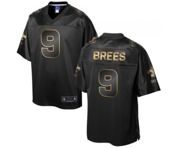 Nike Saints #9 Drew Brees Pro Line Black Gold Collection Men's Stitched NFL Game Jersey