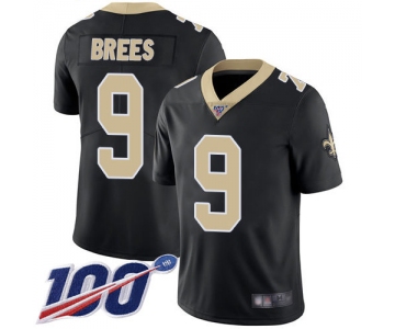 Saints #9 Drew Brees Black Team Color Men's Stitched Football 100th Season Vapor Limited Jersey
