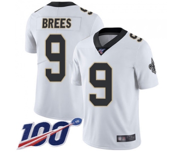 Saints #9 Drew Brees White Men's Stitched Football 100th Season Vapor Limited Jersey