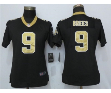 Women's New Orleans Saints #9 Drew Brees Black 2017 Vapor Untouchable Stitched NFL Nike Limited Jersey