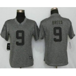 Women's New Orleans Saints #9 Drew Brees Nike Gray Gridiron NFL Gray Limited Jersey