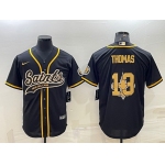 Men's New Orleans Saints #13 Michael Thomas Black Team Big Logo With Patch Cool Base Stitched Baseball Jersey