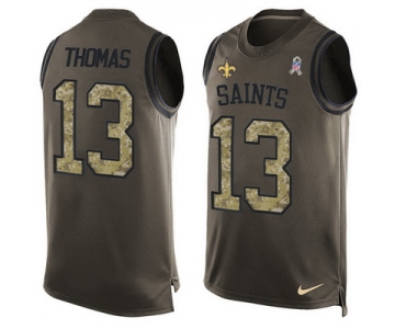 Men's New Orleans Saints #13 Michael Thomas Green Salute to Service Hot Pressing Player Name & Number Nike NFL Tank Top Jersey