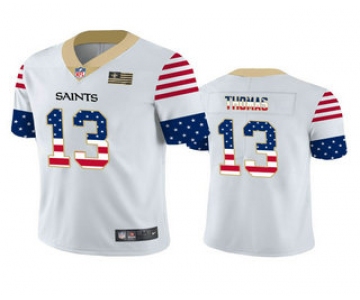 Men's New Orleans Saints #13 Michael Thomas White Independence Day Stars Stripes Jersey