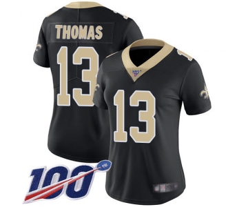 Nike Saints #13 Michael Thomas Black Team Color Women's Stitched NFL 100th Season Vapor Limited Jersey