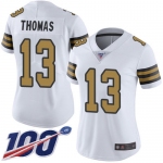 Nike Saints #13 Michael Thomas White Women's Stitched NFL Limited Rush 100th Season Jersey