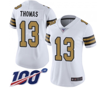 Nike Saints #13 Michael Thomas White Women's Stitched NFL Limited Rush 100th Season Jersey