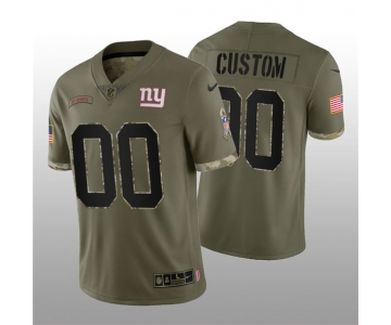 Men's New York Giants ACTIVE PLAYER Custom 2022 Olive Salute To Service Limited Stitched Jersey