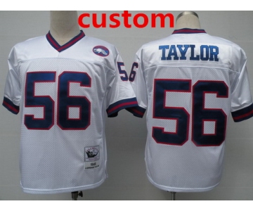 Men's New York Giants Custom White Throwback Jersey