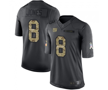 Giants #8 Daniel Jones Black Men's Stitched Football Limited 2016 Salute To Service Jersey