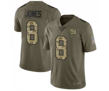 Giants #8 Daniel Jones Olive Camo Men's Stitched Football Limited 2017 Salute To Service Jersey