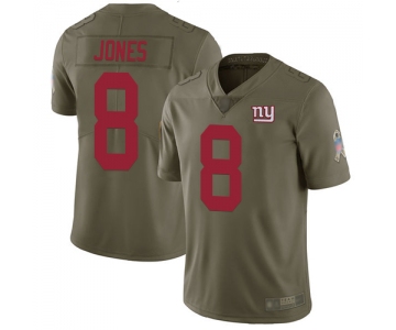 Giants #8 Daniel Jones Olive Men's Stitched Football Limited 2017 Salute to Service Jersey