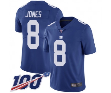 Giants #8 Daniel Jones Royal Blue Team Color Men's Stitched Football 100th Season Vapor Limited Jersey