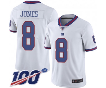 Giants #8 Daniel Jones White Men's Stitched Football Limited Rush 100th Season Jersey