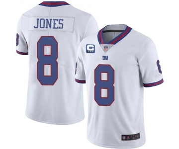 Men's New York Giants 2022 #8 Daniel Jones White With 3-star C Patch Stitched NFL Jersey