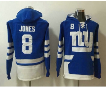 Men's New York Giants #8 Daniel Jones NEW Blue Pocket Stitched NFL Pullover Hoodie