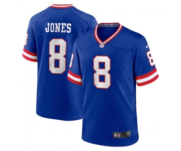 Men's New York Giants #8 Daniel Jones Royal Stitched Game Jersey