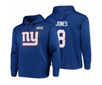 New York Giants #8 Daniel Jones Nike NFL 100 Primary Logo Circuit Name & Number Pullover Hoodie Royal