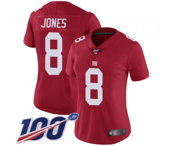 Nike Giants #8 Daniel Jones Red Alternate Women's Stitched NFL 100th Season Vapor Limited Jersey