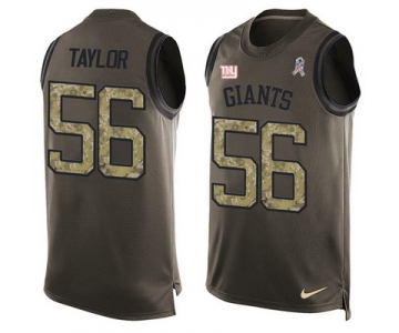 Men's New York Giants #56 Lawrence Taylor Green Salute to Service Hot Pressing Player Name & Number Nike NFL Tank Top Jersey