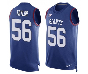 Men's New York Giants #56 Lawrence Taylor Royal Blue Hot Pressing Player Name & Number Nike NFL Tank Top Jersey