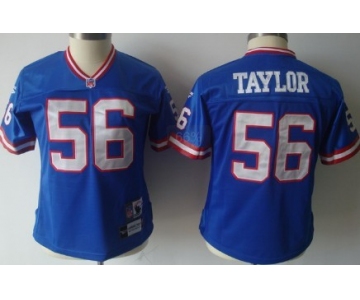 New York Giants #56 Lawrence Taylor Blue Throwback Womens Jersey