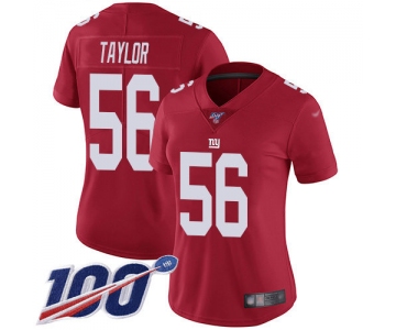 Nike Giants #56 Lawrence Taylor Red Alternate Women's Stitched NFL 100th Season Vapor Limited Jersey