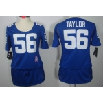 Nike New York Giants #56 Lawrence Taylor Breast Cancer Awareness Blue Womens Jersey