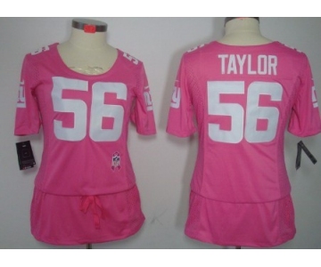 Nike New York Giants #56 Lawrence Taylor Breast Cancer Awareness Pink Womens Jersey