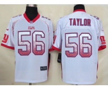 Nike New York Giants #56 Lawrence Taylor Drift Fashion White Elite Jersey