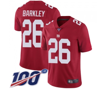 Giants #26 Saquon Barkley Red Alternate Men's Stitched Football 100th Season Vapor Limited Jersey