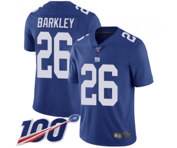 Giants #26 Saquon Barkley Royal Blue Team Color Men's Stitched Football 100th Season Vapor Limited Jersey