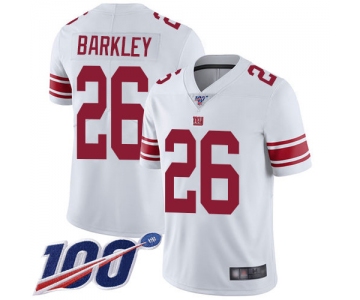 Giants #26 Saquon Barkley White Men's Stitched Football 100th Season Vapor Limited Jersey