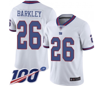 Giants #26 Saquon Barkley White Men's Stitched Football Limited Rush 100th Season Jersey