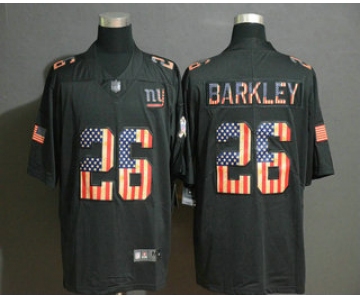 Men's New York Giants #26 Saquon Barkley 2019 Black Salute To Service USA Flag Fashion Limited Jersey