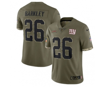 Men's New York Giants #26 Saquon Barkley 2022 Olive Salute To Service Limited Stitched Jersey