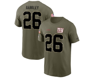 Men's New York Giants #26 Saquon Barkley 2022 Olive Salute to Service T-Shirt