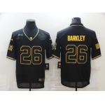 Men's New York Giants #26 Saquon Barkley Black Gold 2020 Salute To Service Stitched NFL Nike Limited Jersey